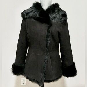 UGG Karlene Black Toscana Shearling Coat 100% Sheepskin Size Small MSRP: $1,465